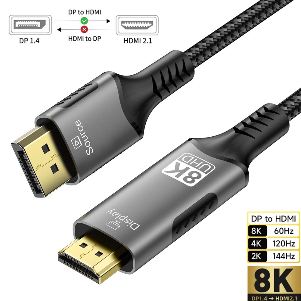 Hdmi Cable 2.1 - Cabo DisplayPort para HDMI 8K DP1.4