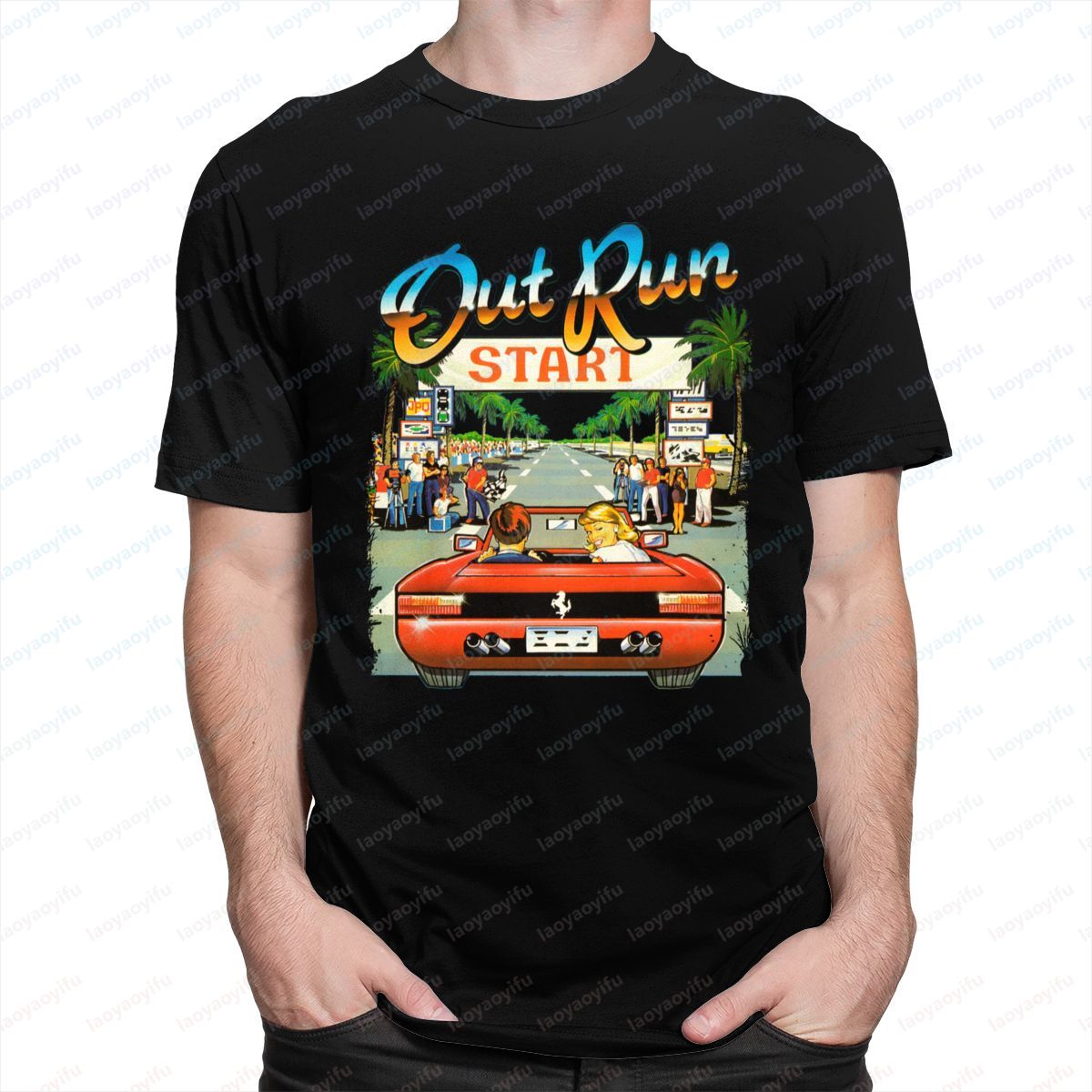 Gaming Console Japan - Camiseta Masculina Vintage Out Run 80s,