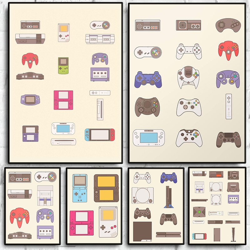 Gaming Console With Games - Pôster de Evolução de Videogames Portáteis